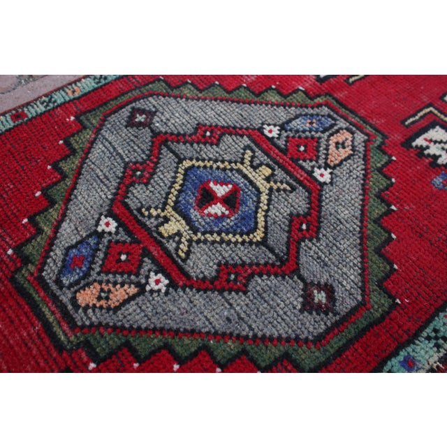 Red 1960s Turkish Vintage Hand Knotted Rug For Sale - Image 8 of 13