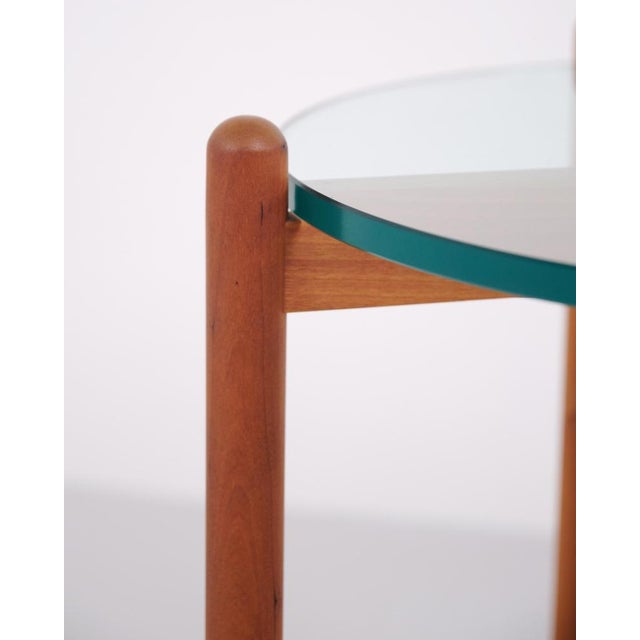 Swedish Cherrywood Side Table with Round Glass Top, 1960s For Sale - Image 6 of 10