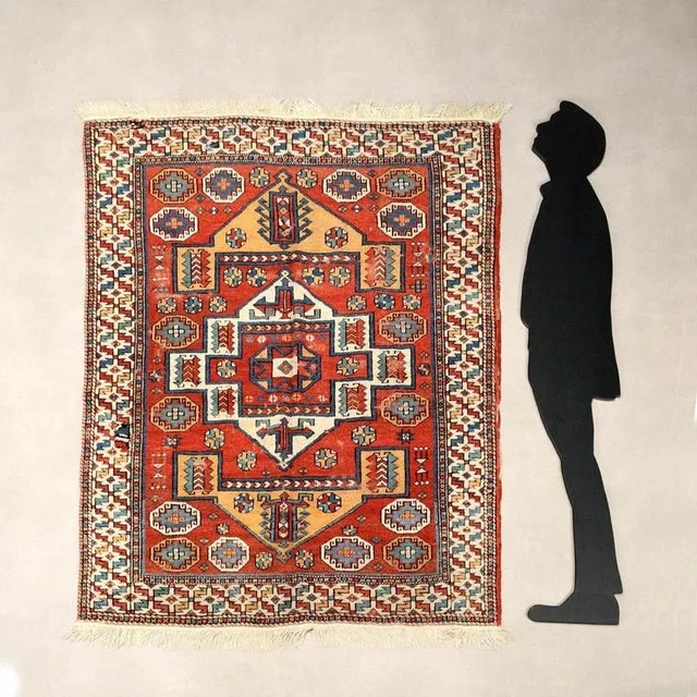 Ciammakale wool rug, fine knot, hand-woven. Needs restoration. This piece is attributed to the mentioned designer/maker....