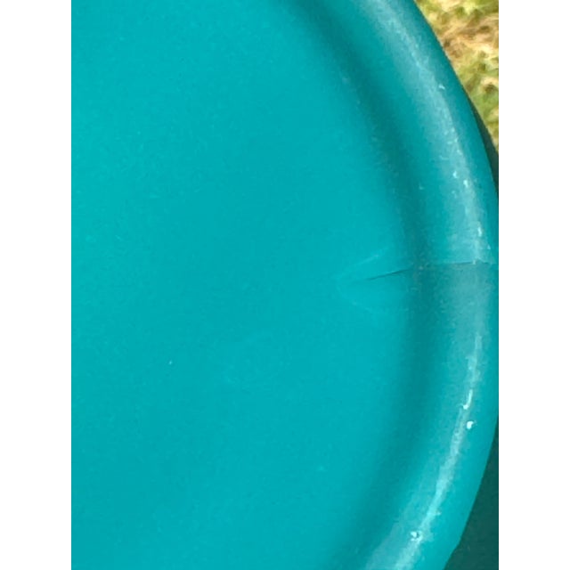 Glass Art Glass Vase -Vintage Mid Century Tall Turquoise Cerulean Blue Frosted (Sea Glass) For Sale - Image 7 of 8