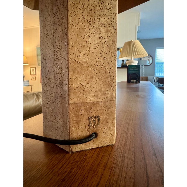 Mid century modern hexagonal “Zatonl” cork table lamp by Ingo Maurer for M Design, circa 1970s. Before the chandeliers,...