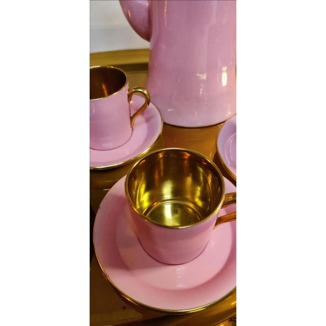 1940s Carlton Ware Pink Demitasse Set With Gold Gilt Trim- 11 Pieces For Sale - Image 14 of 15