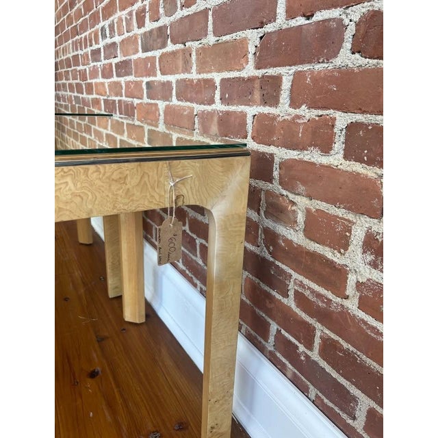 1980s Pair of Henredon Scene Two Burl Wood & Glass End Tables, Circa 1980s For Sale - Image 5 of 8