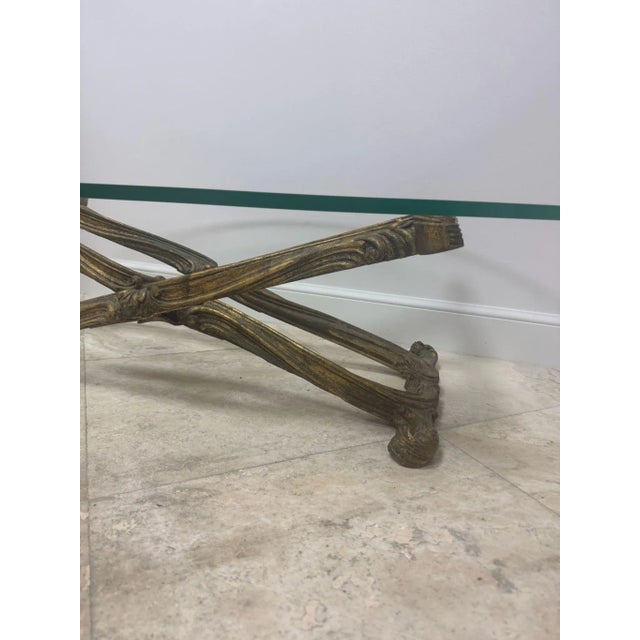 Gold Jansen 1940’s Regency Oval Glass Top Coffee Table For Sale - Image 8 of 9