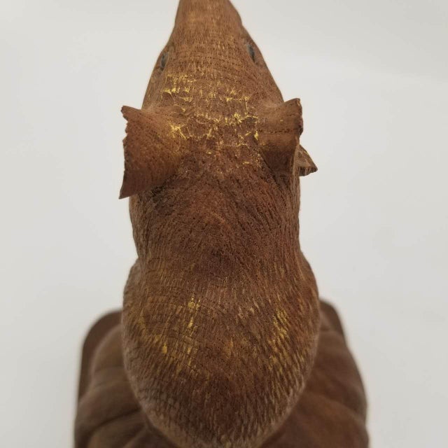 Vintage Japanese Wooden Carving of a Mouse Holding a Chestnut – Folk Art Figurine For Sale - Image 14 of 18