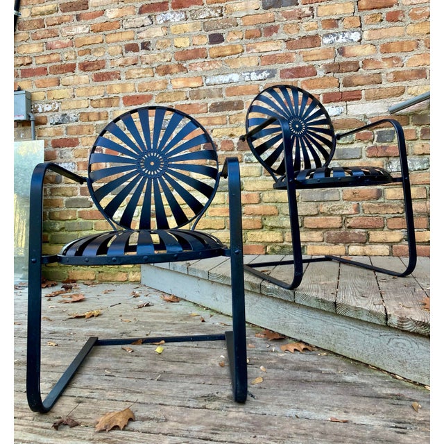 Art Deco Francois Carre Petite Cantilever Iron Rocking Chair, Attributed For Sale - Image 3 of 11