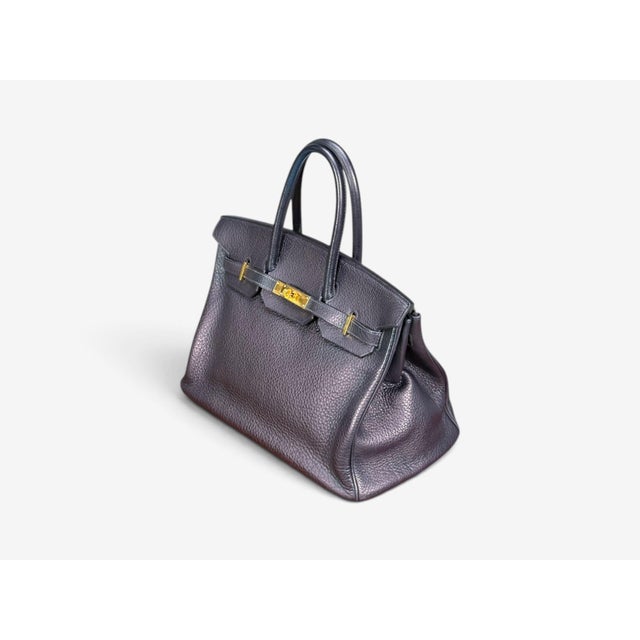 Hermès, Birkin Retourne 35, Taurillon Clemence Leather, Gold Hardware, France, 2003 For Sale - Image 4 of 16