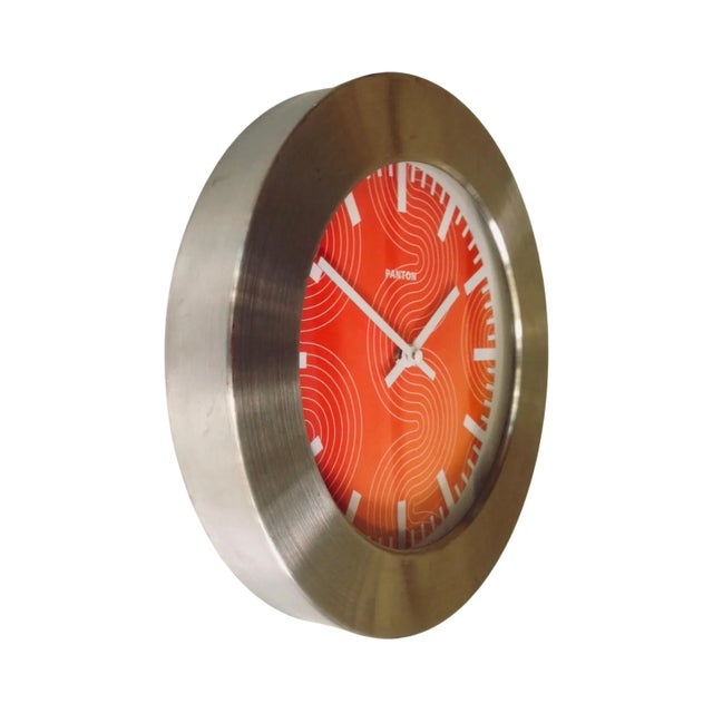 Orange Vintage Mid Century Postmodern Panton Orange Wall Clock For Sale - Image 8 of 10