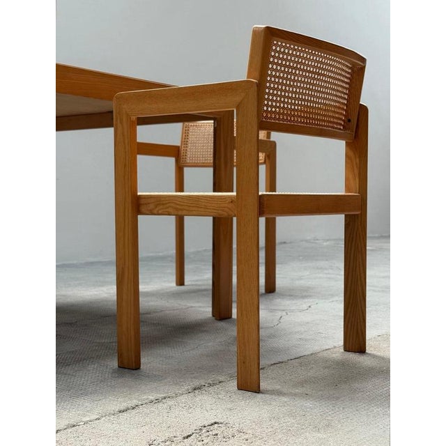 Dining Table and Chairs in Ash Wood and Rattan by Derk Jan De Vries for Maisa De Seveso, 1970s, Set of 5 For Sale - Image 15 of 18