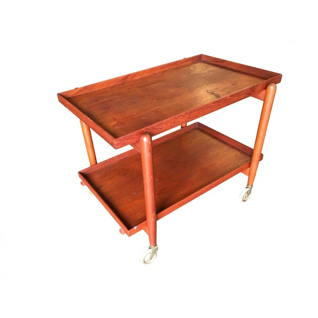 Poul Hundevad Attributed Danish Modern Expanding Rolling Bar Cart For Sale - Image 10 of 10