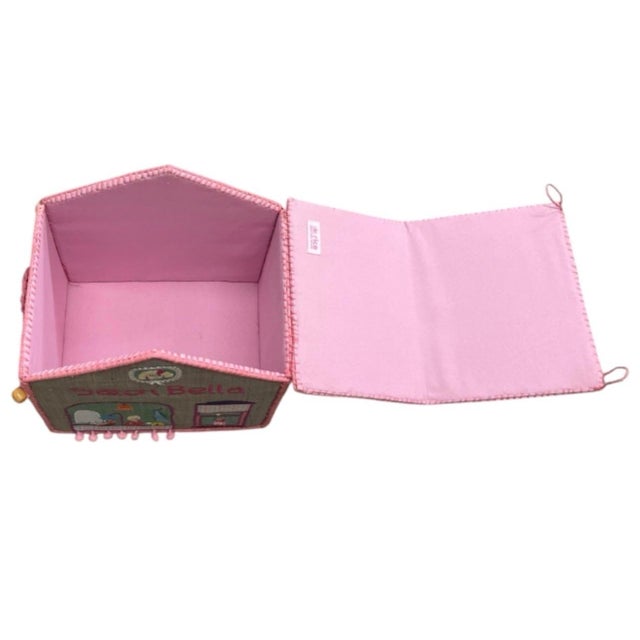 Vintage "Salon Bella" House-Shaped Toy Storage Box For Sale - Image 4 of 12