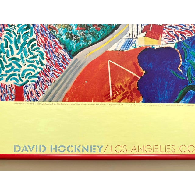 Pink David Hockney Vintage 1980 " Mulholland Drive : Road to the Studio " Collotype Print Large Framed Pop Art Museum Poster For Sale - Image 8 of 13