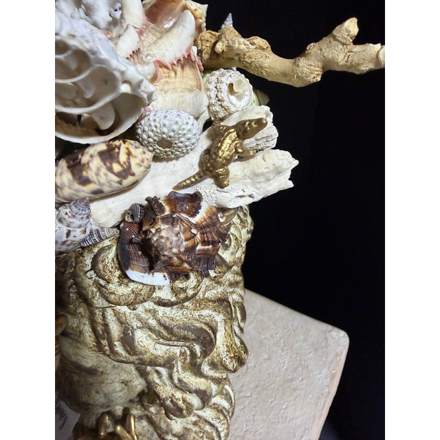 Celestial Meets the Sea-Shell Encrusted Bust-Coastal Art Sculpture For Sale - Image 9 of 11