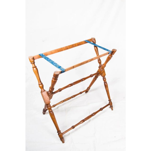 Antique English Butlers Oak Tray With Stand For Sale - Image 4 of 8