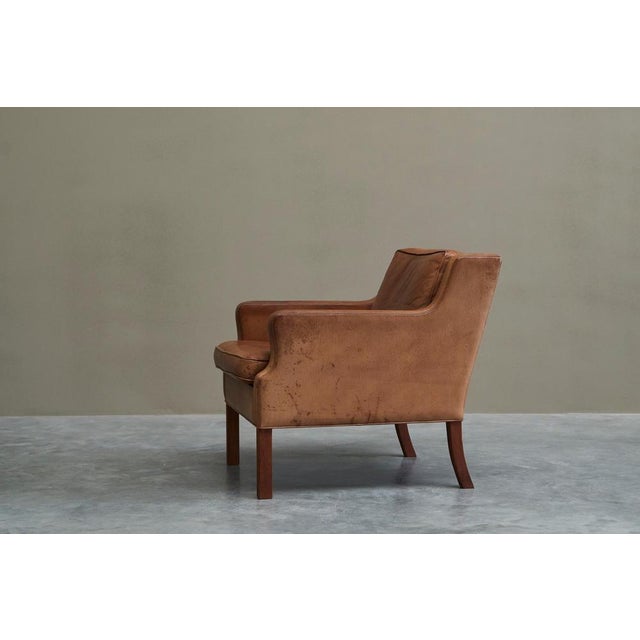 Scandinavian Lounge Chair in Patinated Cognac Leather by Børge Mogensen, 1950s For Sale - Image 9 of 15