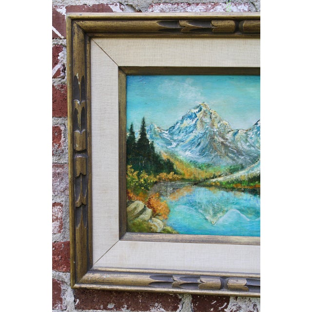 Antique Traditional Mountains and Lake Landscape Oil Painting For Sale In Tulsa - Image 6 of 12