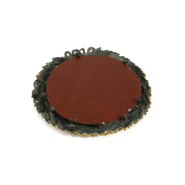 Small Mid-Century Modern French Wall Mirror with Ornate Brass Frame, 1950s For Sale - Image 14 of 17