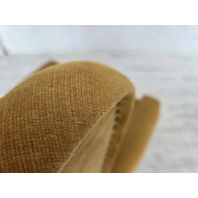 Danish High Back Armchair in Furniture Velour and Oak Wood Legs, 1970s For Sale - Image 10 of 16