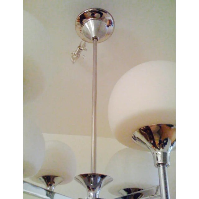 White & Chrome Reggiani Italian Chandelier For Sale - Image 10 of 10