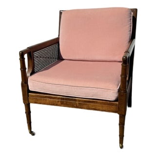 Mid-Century Regency Velvet Lounge Chair For Sale