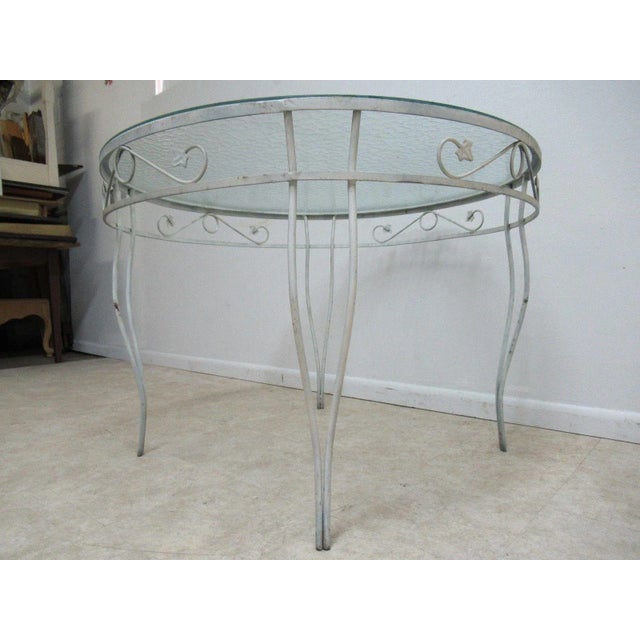 Vintage Round Iron Outdoor Dinette Table For Sale - Image 4 of 11