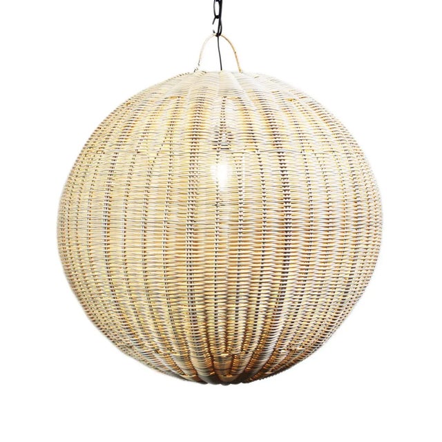 2010s Faux Rattan Globe Lantern 22 For Sale - Image 5 of 5