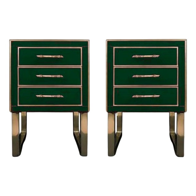Handmade Bedside Tables in Glass and Brass from Justfurnituress SRL, Set of 2 For Sale