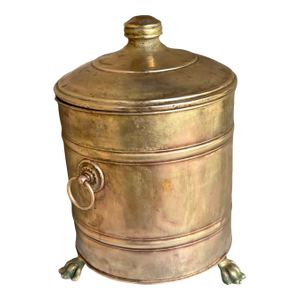 19th Century Copper Coal Lidded & Footed Bucket With Insert