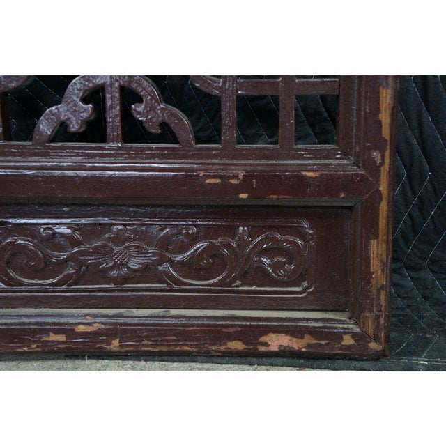 Vintage Chinese Hardwood Pierced Lattice Wall Hanging Panels Screen Chinoiserie For Sale - Image 4 of 17