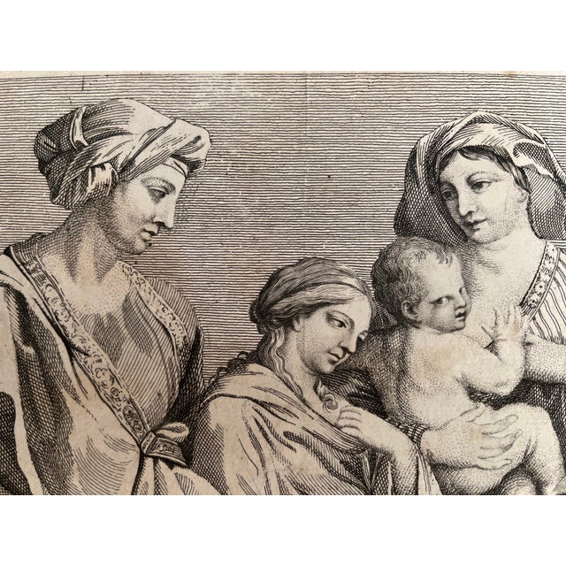 Late 18th Century Antique Engraving of Three Women and Child 18th Century For Sale - Image 5 of 5
