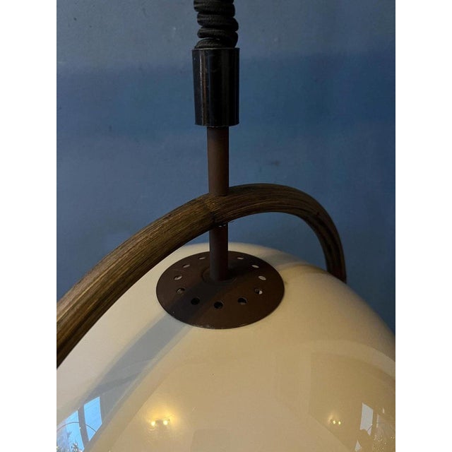 Mid-Century Space Age Bamboo Mushroom Pendant Lamp from Dijkstra For Sale - Image 9 of 11