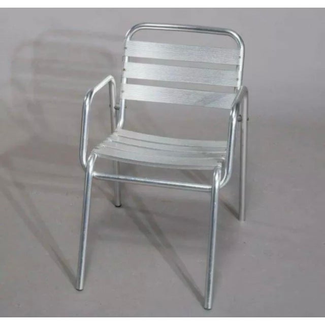 A set of four Vintage Retro MCM MID Century Modern Stacking Aluminum Metal Armchairs In good overall original condition...