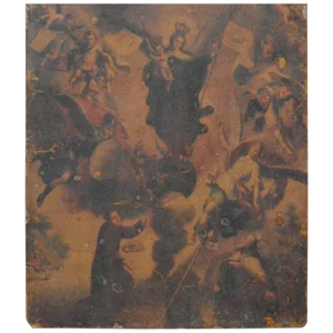 Early 19th Century Retablo Spanish Religious Painting on Tin