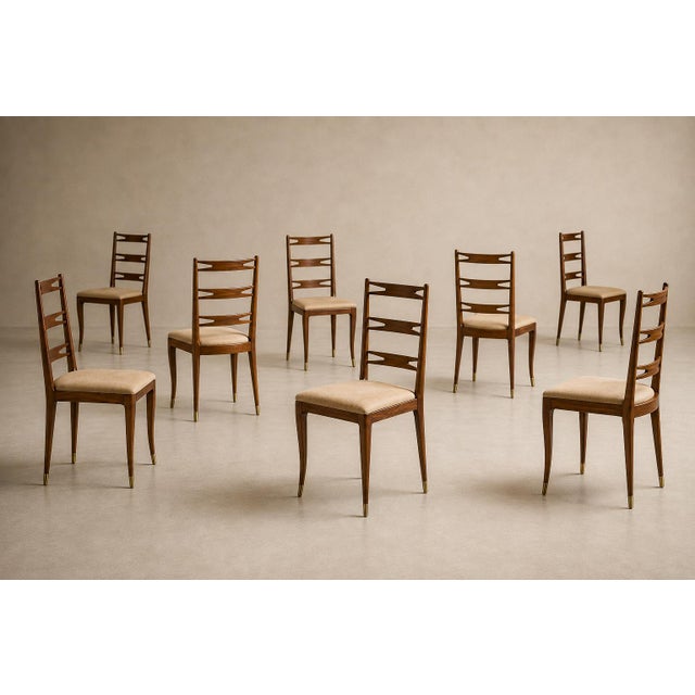 Giuseppe Scapinelli Set of Eight Brazilian Modern Dining Chairs in Caviúna & Warm Ivory Mohair, Giuseppe Scapinelli, 1950s For Sale - Image 4 of 18