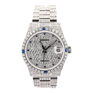 1980s Rolex DateJust President Diamond & Sapphire Encrusted Watch