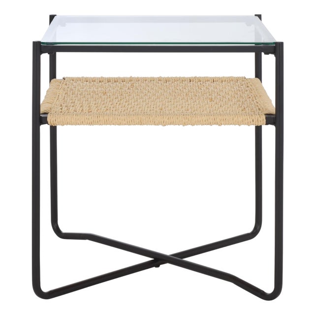 Omaka 1 Shelf End Table in Natural / Black For Sale