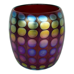 Vintage Red and Iridescent Dots Art Glass Vase by Thomas Phiabaum