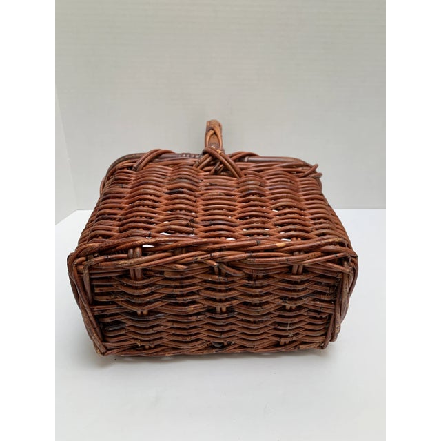 Farmhouse Rustic Natural Wood Woven Bottle Carrier For Sale - Image 3 of 7