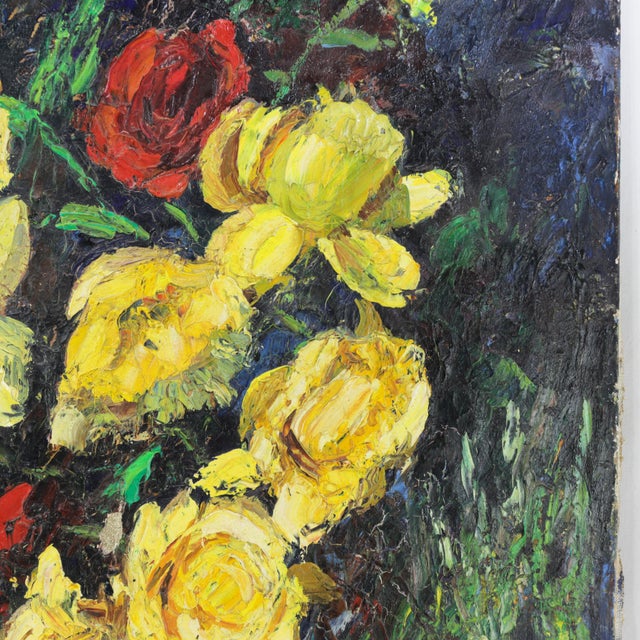 Yellow Nandor Vagh Weinmann Impasto Floral Still Life Oil Painting For Sale - Image 8 of 11