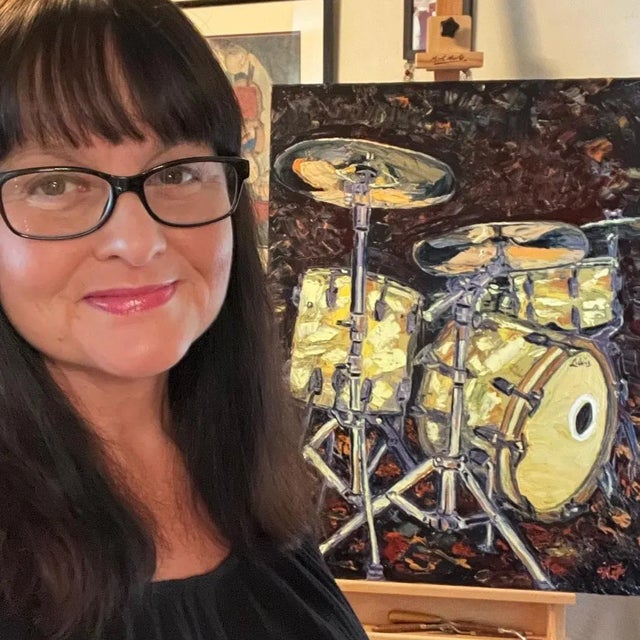 Textile Giclée Print of Original Expressionist Drums Painting For Sale - Image 7 of 7