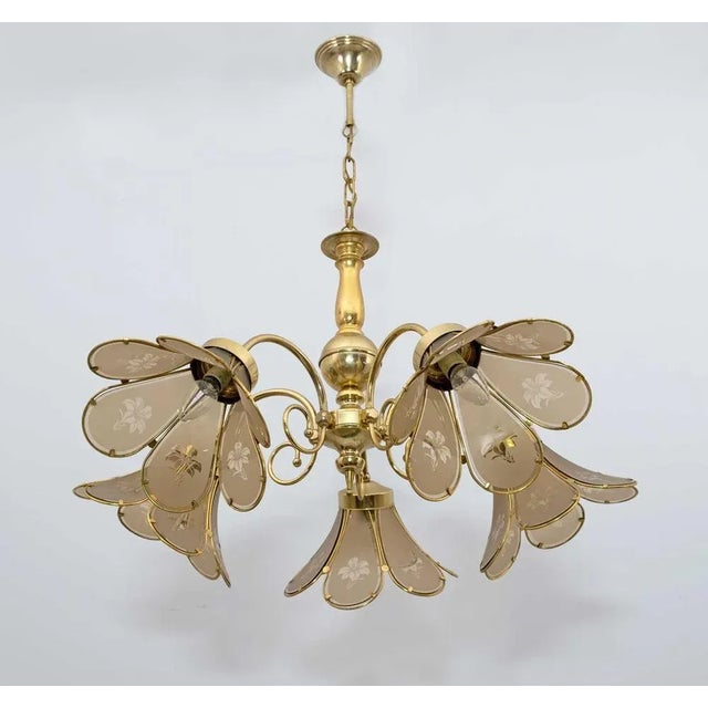 Mid-Century Modern Mid-Century Modern Glass and Brass Hanging Light, Italy, 1960s For Sale - Image 3 of 8