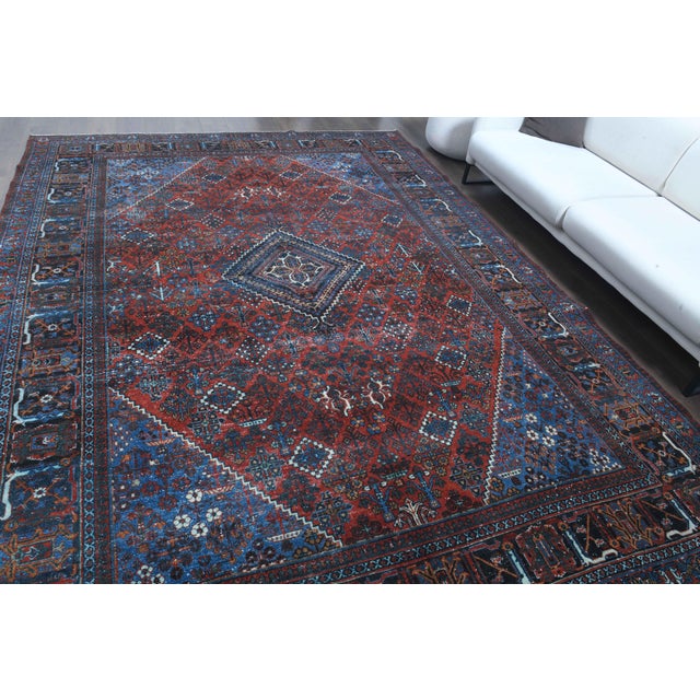 1960s Vintage Persian Handmade Wool Cotton Light Red Area Rug For Sale - Image 4 of 11