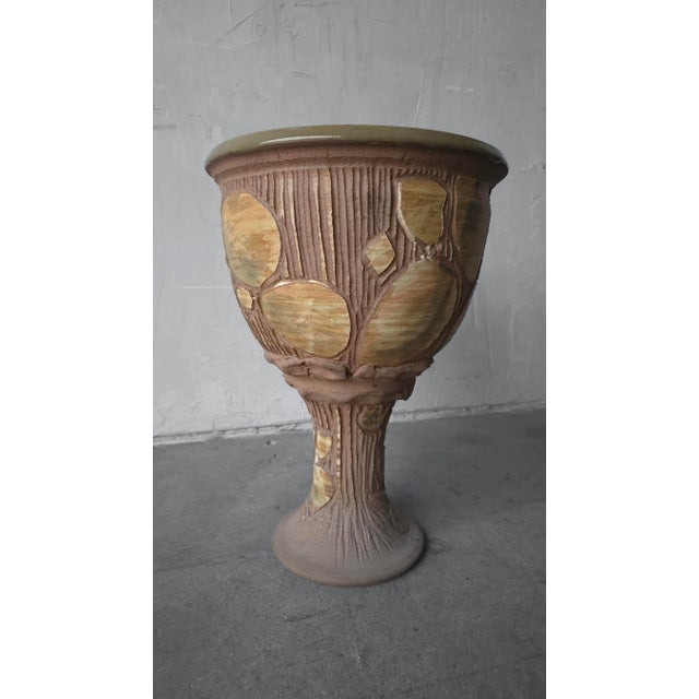 1960s Large Mid Century Ceramic Studio Pottery Goblet Planter For Sale - Image 5 of 8