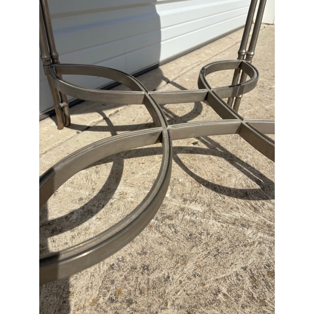 Stone Vintage Global Views Regency Inspired Black Granite and Steel Side Table For Sale - Image 7 of 11