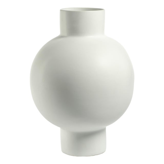 Falun 18" Tall White Stoneware Vase For Sale