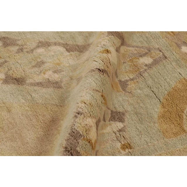 Rug & Kilim's Plush Art Deco Style Rug in Mohair With Floral Designs in Beige For Sale - Image 10 of 10