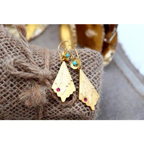 Olive Leaf Shaped Gold Earrings, Set of 2 For Sale - Image 5 of 6