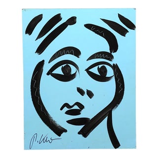 Original Peter Robert Keil Abstract Face Painting Signed For Sale