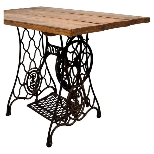 Vintage English Cast Iron Sewing Machine Base Table, 1900s For Sale - Image 4 of 12