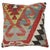 Pillow made from an antique Turkish Kilim flat-weave. Measures: 19” x 20”.